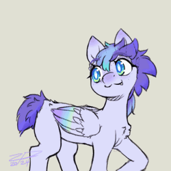 Size: 500x500 | Tagged: safe, alternate version, artist:zephyrsplume, oc, oc:sweetcloud, pegasus, pony, :3, animated, colored wings, fangs, gif, gradient wings, short tail, solo, tail, wave, waving, white pupils, wing gesture, wing wave, wings