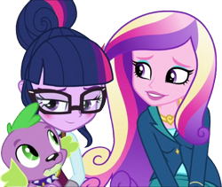 Size: 2991x2520 | Tagged: safe, edit, edited screencap, editor:homersimpson1983, screencap, dean cadance, princess cadance, sci-twi, spike, spike the regular dog, twilight sparkle, dog, human, equestria girls, g4, my little pony equestria girls: friendship games, background removed, female, male, not a vector, simple background, transparent background