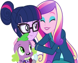 Size: 3133x2520 | Tagged: safe, edit, edited screencap, editor:homersimpson1983, screencap, dean cadance, princess cadance, sci-twi, spike, spike the regular dog, twilight sparkle, dog, human, equestria girls, g4, my little pony equestria girls: friendship games, background removed, female, male, not a vector, simple background, transparent background