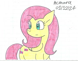 Size: 970x767 | Tagged: safe, artist:cmara, fluttershy, pegasus, pony, g4, female, graph paper, solo, traditional art, white background