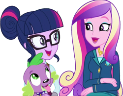 Size: 3211x2520 | Tagged: safe, edit, edited screencap, editor:homersimpson1983, screencap, dean cadance, princess cadance, sci-twi, spike, spike the regular dog, twilight sparkle, dog, human, equestria girls, g4, my little pony equestria girls: friendship games, background removed, clothes, female, glasses, male, not a vector, simple background, transparent background