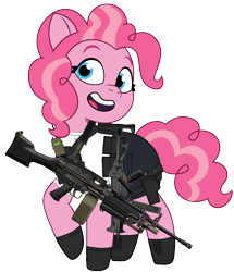 Size: 1022x1186 | Tagged: safe, artist:edy_january, artist:prixy05, edit, vector edit, pinkie pie, earth pony, pony, g4, g5, my little pony: tell your tale, armor, body armor, boots, clothes, combat knife, equipment, g4 to g5, gears, generation leap, gloves, gun, handgun, heavy, knife, light machine gun, m249, machine gun, military, military pony, p220, p226, pistol, radio, shirt, shoes, simple background, soldier, soldier pony, solo, special forces, submachinegun, tactical, tactical vest, task forces 141, transparent background, ump45, united states, vector, vest, weapon