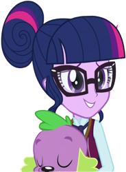 Size: 1854x2520 | Tagged: safe, edit, edited screencap, editor:homersimpson1983, screencap, sci-twi, spike, spike the regular dog, twilight sparkle, dog, equestria girls, g4, my little pony equestria girls: friendship games, background removed, clothes, glasses, not a vector, simple background, solo, transparent background