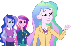 Size: 828x541 | Tagged: safe, edit, edited screencap, editor:homersimpson1983, screencap, dean cadance, princess cadance, princess celestia, princess luna, principal celestia, vice principal luna, human, equestria girls, g4, my little pony equestria girls: friendship games, background removed, female, not a vector, simple background, transparent background, trio, trio female
