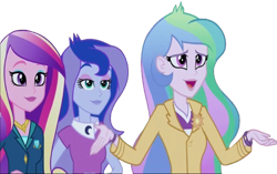 Size: 827x520 | Tagged: safe, edit, edited screencap, editor:homersimpson1983, screencap, dean cadance, princess cadance, princess celestia, princess luna, principal celestia, vice principal luna, human, equestria girls, g4, my little pony equestria girls: friendship games, background removed, female, not a vector, simple background, transparent background, trio, trio female, wrong aspect ratio