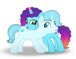 Size: 3600x2829 | Tagged: safe, artist:ramixe dash, misty brightdawn, oc, oc:crystal heart g5, pony, unicorn, g4, g5, duo, female, g5 to g4, generation leap, horn, male, mare, movie accurate, rebirth misty, ship:mistyheart, shipping, simple background, stallion, straight, transparent background