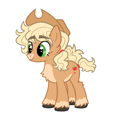 Size: 1280x1280 | Tagged: safe, artist:bunnykitty13, edit, part of a set, vector edit, applejack, earth pony, pony, g4, alternate color palette, alternate design, applejack's hat, beauty mark, blonde mane, blonde tail, chest fluff, coat markings, colored belly, colored eyebrows, colored hooves, colored muzzle, cowboy hat, ear fluff, eyebrows, eyebrows visible through hair, eyelashes, female, green eyes, hat, leg fluff, mare, orange coat, pale belly, ponytail, redesign, short tail, simple background, smiling, socks (coat markings), solo, standing, starry eyes, tail, tied mane, tied tail, unshorn fetlocks, vector, white background, wingding eyes