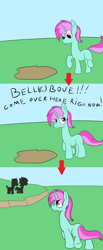 Size: 1968x4783 | Tagged: safe, artist:amateur-draw, oc, oc only, oc:belle boue, unicorn, 3 panel comic, comic, horn, male, mud, solo, stallion, text, wet and messy