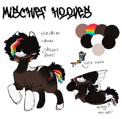 Size: 3699x3600 | Tagged: safe, artist:mischiefhooves, oc, oc only, pegasus, chubby, colored hooves, male, pegasus oc, ponysona, reference sheet, sharp teeth, simple background, solo, teeth, trans male, transgender, unshorn fetlocks, white background