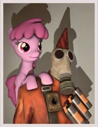 Size: 2016x2600 | Tagged: artist needed, safe, berry punch, berryshine, earth pony, pony, g4, /mlp/ tf2 general, 3d, hat, party hat, pyro (tf2), team fortress 2