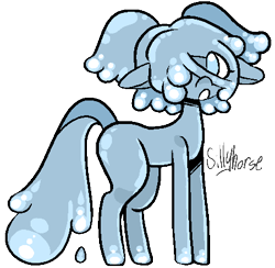 Size: 442x432 | Tagged: safe, artist:sillyhorse, oc, oc only, oc:jelly joy, goo, goo pony, monster girl, original species, slime girl, :o, female, mare, open mouth, pigtails, simple background, slime, solo, transparent background, twintails
