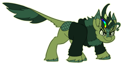 Size: 1267x659 | Tagged: safe, artist:brainiac, oc, oc only, oc:silent spring, kirin, fallout equestria, fallout equestria:all things unequal (pathfinder), female, mare, simple background, solo, transparent background