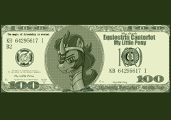 Size: 1511x1060 | Tagged: safe, artist:taoyvfei, king sombra, pony, umbrum, unicorn, g4, the cutie re-mark, horn, imperial guard, king, money, solo