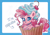 Size: 4960x3508 | Tagged: safe, artist:krista-21, pinkie pie, earth pony, pony, g4, absurd resolution, cherry, chibi, cream, cupcake, curly hair, cute, diapinkes, food, hoof heart, simple background, sitting, solo, text, underhoof