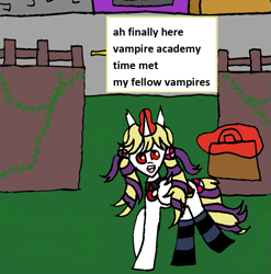 Size: 957x968 | Tagged: artist needed, safe, oc, oc only, pony, undead, vampire, vampony, 1000 hours in ms paint, ask, clothes, engrish, socks, solo, striped socks, tumblr