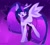 Size: 2204x2001 | Tagged: safe, artist:sillyp0ne, twilight sparkle, alicorn, pony, g4, alternate color palette, alternate hairstyle, alternate tailstyle, big ears, big eyes, colored mouth, colored tongue, colored wings, curved horn, cute, cute little fangs, ethereal mane, ethereal tail, eye clipping through hair, eyelashes, fangs, female, gradient legs, gradient mane, gradient tail, heart tongue, high res, horn, long horn, long legs, looking at you, mare, multicolored mane, multicolored tail, purple coat, purple eyes, purple mane, purple tail, raised hooves, signature, smiling, smiling at you, solo, spread wings, standing, starry background, starry mane, starry tail, stars, tail, twilight sparkle (alicorn), two toned wings, unicorn horn, wingding eyes, wings