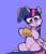 Size: 494x576 | Tagged: safe, artist:ponconcarnal, twilight sparkle, alicorn, pony, g4, animated, belly, burger, chewing, eating, eye clipping through hair, eyebrows, eyebrows visible through hair, female, food, french fries, gif, hay burger, holding, long tail, looking down, mare, purple background, simple background, sitting, smiling, solo, sparkles, tail, that pony sure does love burgers, twilight burgkle, twilight sparkle (alicorn)