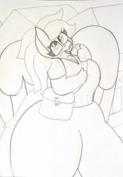 Size: 3227x4624 | Tagged: safe, artist:acid flask, derpy hooves, pegasus, anthro, g4, 2d, adorable face, bag, big breasts, breasts, busty derpy hooves, child bearing hips, cleavage, clothes, cute, derpabetes, female, happy, large butt, large wings, long hair, looking at you, looking up, looking up at you, mailbag, mailmare, mare, pants, ponyville, shirt, solo, spread wings, tail, traditional art, tubby, uniform, walking, wide hips, wings