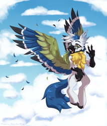 Size: 1700x2000 | Tagged: safe, artist:maximkoshe4ka, hippogriff, colored wings, glasses, multicolored wings, solo, wings