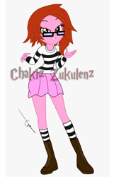 Size: 1800x2800 | Tagged: safe, artist:chakiz zukulenz, artist:gmaplay, oc, oc only, oc:chakiz zukulenz, human, equestria girls, g4, brown eyes, clothes, coat markings, equestria girls-ified, glasses, looking at you, skirt, socks, socks (coat markings), solo