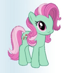 Size: 1000x1045 | Tagged: safe, gameloft, minty, minty (g4), earth pony, pony, g3, g4, 3d, 3d model, g3 to g4, generation leap, gradient background, solo