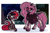 Size: 2000x1300 | Tagged: safe, artist:sadfloorlamp, oc, oc only, oc:tired raspberry, oc:torsher, demon, demon pony, earth pony, lizard, lizard pony, pegasus, pony, cloak, clothes, countershading, cute, duo, female, height difference, horns, mare, open mouth, satchel