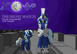 Size: 3258x2325 | Tagged: safe, artist:robin jacks, princess luna, oc, oc:nightwatch, fanfic art