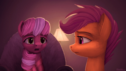 Size: 3840x2160 | Tagged: safe, artist:robin jacks, cheerilee, scootaloo, g4, fanfic art