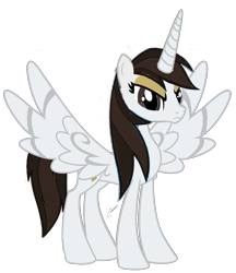 Size: 1713x1987 | Tagged: safe, artist:matthewoc, derpibooru exclusive, oc, oc only, oc:alicorn madison, alicorn, pony, autism, autistic, base used, brown eyes, brown mane, brown tail, concave belly, female, frown, original character do not steal, sibling, simple background, sister, slender, solo, standing, tail, thin, transparent background