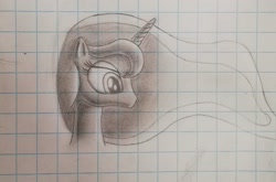 Size: 1980x1304 | Tagged: safe, artist:paajbach, princess luna, alicorn, pony, g4, bust, graph paper, lined paper, monochrome, pencil drawing, portrait, shading, shading practice, sketch, solo, traditional art