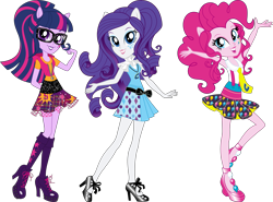 Size: 12511x9283 | Tagged: safe, artist:sugar-loop, pinkie pie, rarity, sci-twi, twilight sparkle, equestria girls, g4, my little pony equestria girls: friendship games, school spirit, simple background, transparent background