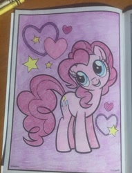 Size: 738x967 | Tagged: safe, artist:lullapiies, pinkie pie, earth pony, pony, g4, coloring book, solo, traditional art