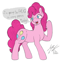 Size: 1401x1412 | Tagged: safe, artist:parallel black, artist:polofastter, pinkie pie, earth pony, pony, g4, chubby, dialogue, happy, simple background, sketch, solo, traditional art, transparent background