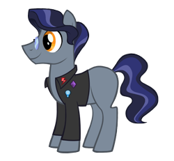 Size: 724x670 | Tagged: dead source, safe, artist:chadrocco, earth pony, pony, clothes, cr, glasses, jacket, male, simple background, smiling, solo, stallion, tgwtg, transparent background