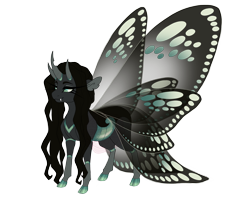 Size: 4400x3500 | Tagged: safe, artist:gigason, oc, oc only, oc:swallowtail, changeling, cloven hooves, female, horn, multiple horns, simple background, solo, transparent background, tricorn