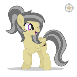 Size: 3500x3500 | Tagged: safe, artist:r4hucksake, oc, oc only, oc:curtain wall, pegasus, pony, female, mare, one eye closed, simple background, solo, transparent background, wink