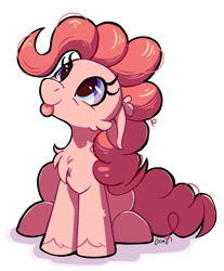 Size: 1530x1850 | Tagged: safe, artist:candy meow, pinkie pie, earth pony, pony, g4, :p, cute, diapinkes, female, floppy ears, looking up, mare, ponk, simple background, sitting, solo, tongue out, white background