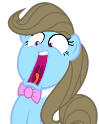 Size: 795x1000 | Tagged: safe, artist:punzil504, beauty brass, earth pony, pony, g4, bowtie, female, mare, open mouth, screaming, shocked, simple background, solo, transparent background, uvula