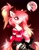 Size: 1575x2000 | Tagged: safe, artist:buvanybu, cyclops, cyclops pony, demon, demon pony, pony, undead, semi-anthro, belly, cherri bomb, chest fluff, clothes, cyclops demon, fangs, female, freckles, gradient background, hazbin hotel, hellaverse, hoof fluff, human shoulders, mare, midriff, one eyed, open mouth, pants, ponified, ponytail, raised hoof, red eyes, ripped pants, sharp teeth, shirt, shoulder fluff, sinner demon, skirt, slender, smiling, solo, tattoo, teeth, thin, torn clothes, wingding eyes