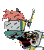Size: 450x510 | Tagged: safe, artist:nukepony360, oc, oc only, oc:m.a.r.e., cyborg, earth pony, animated, armor, augmented, female, gif, gun, laughing, loop, mare, perfect loop, pixel animation, pixel art, shooting, simple background, solo, transparent background, weapon