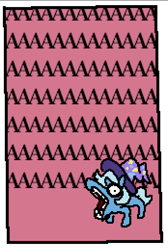 Size: 522x779 | Tagged: safe, artist:punkittdev, trixie, earth pony, unicorn, g4, aaaaaaaaaa, female, horn, mare, open mouth, red background, screaming, simple background, solo