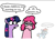 Size: 1109x803 | Tagged: safe, artist:punkittdev, pinkie pie, rainbow dash, twilight sparkle, alicorn, earth pony, pegasus, pony, g4, comic panel, dialogue, duo focus, female, frown, mare, simple background, speech bubble, trio, twilight sparkle (alicorn), white background