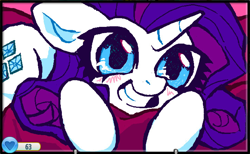 Size: 1362x837 | Tagged: safe, artist:catsupremacy, rarity, pony, unicorn, g4, grin, horn, smiling, solo, teeth