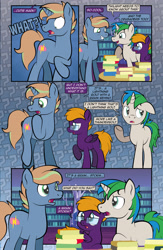 Size: 1920x2948 | Tagged: safe, artist:alexdti, oc, oc:brainstorm (alexdti), oc:purple creativity, oc:star logic, pegasus, pony, unicorn, comic:quest for friendship retold, glasses, horn, male, stallion