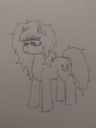 Size: 3060x4080 | Tagged: safe, artist:curly horse, earth pony, pony, female, flowing mane, high res, mare, monochrome, pencil drawing, sketch, solo, traditional art