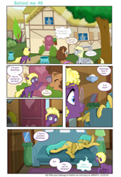 Size: 749x1092 | Tagged: safe, artist:jeremy3, derpy hooves, oc, oc:trissie, oc:valentine, earth pony, pegasus, comic:behind me, drawing, ponyville
