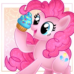 Size: 2000x2000 | Tagged: safe, artist:sena4k4, pinkie pie, earth pony, pony, g4, cupcake, female, food, high res, mare, solo