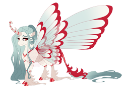 Size: 5000x3500 | Tagged: safe, artist:gigason, oc, oc only, oc:cardinal, changepony, hybrid, colored wings, curved horn, female, horn, multicolored wings, obtrusive watermark, offspring, parent:pharynx, parent:princess celestia, parents:pharlestia, simple background, solo, transparent background, watermark, wings