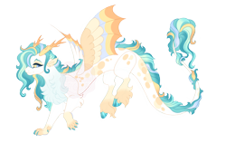 Size: 4600x2900 | Tagged: safe, artist:gigason, oc, oc only, oc:cacophony, draconequus, hybrid, cloven hooves, coat markings, colored wings, concave belly, female, hoof fluff, interspecies offspring, long tail, multicolored wings, obtrusive watermark, offspring, parent:discord, parent:princess celestia, parents:dislestia, simple background, slender, socks (coat markings), solo, tail, thin, transparent background, unshorn fetlocks, watermark, wings
