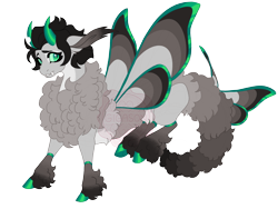 Size: 3600x2700 | Tagged: safe, artist:gigason, oc, oc only, oc:poodle moth, draconequus, hybrid, interspecies offspring, obtrusive watermark, offspring, parent:discord, parent:queen chrysalis, parents:discolis, simple background, solo, transparent background, watermark
